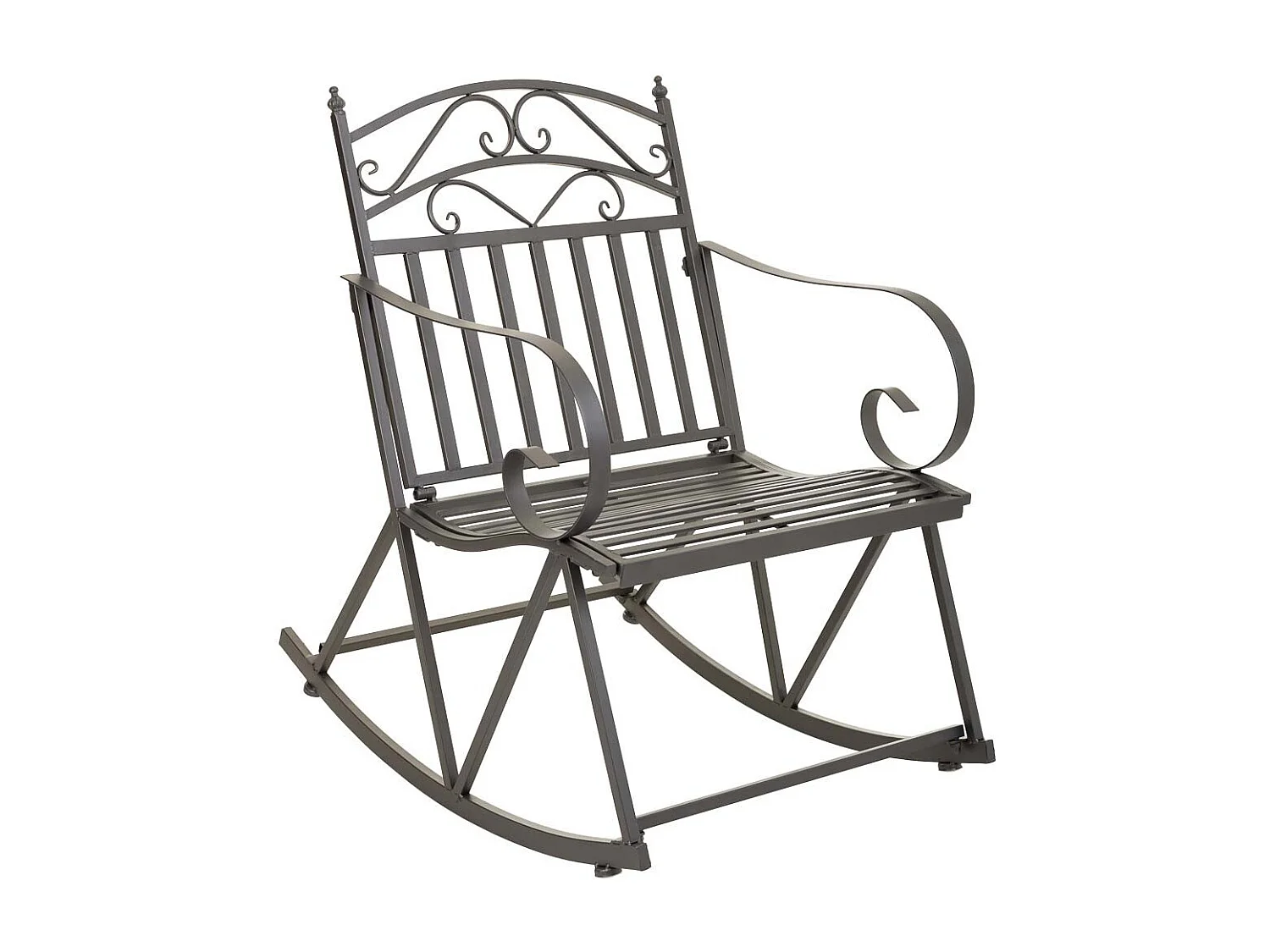 Sedia a dondolo in ferro battuto grigio 55x45x91h cm