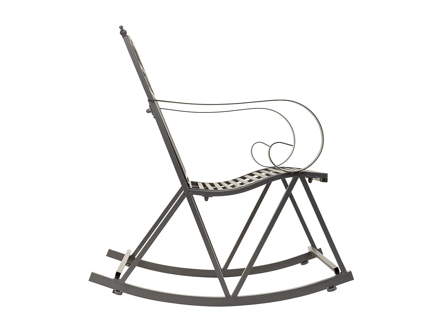 Sedia a dondolo in ferro battuto grigio 55x45x91h cm