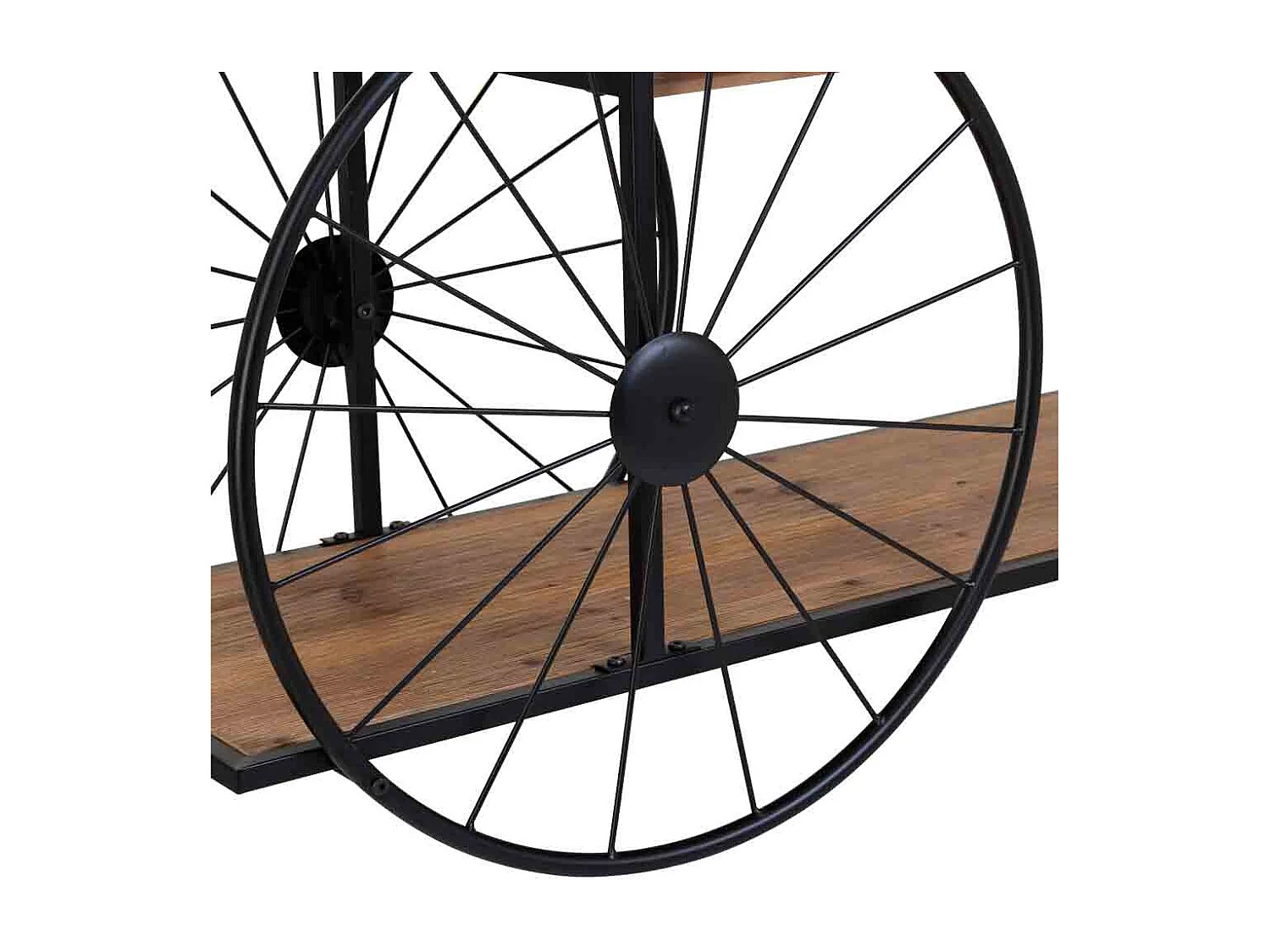 Recebedor de madeira e metal preto com 2 prateleiras 120x42x78h cm