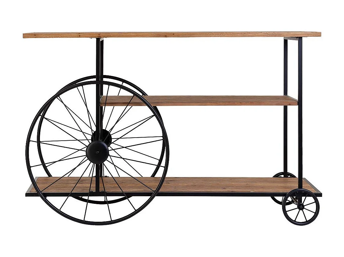 Console in legno e metallo laccato nero con 2 ripiani 120x42x78h cm