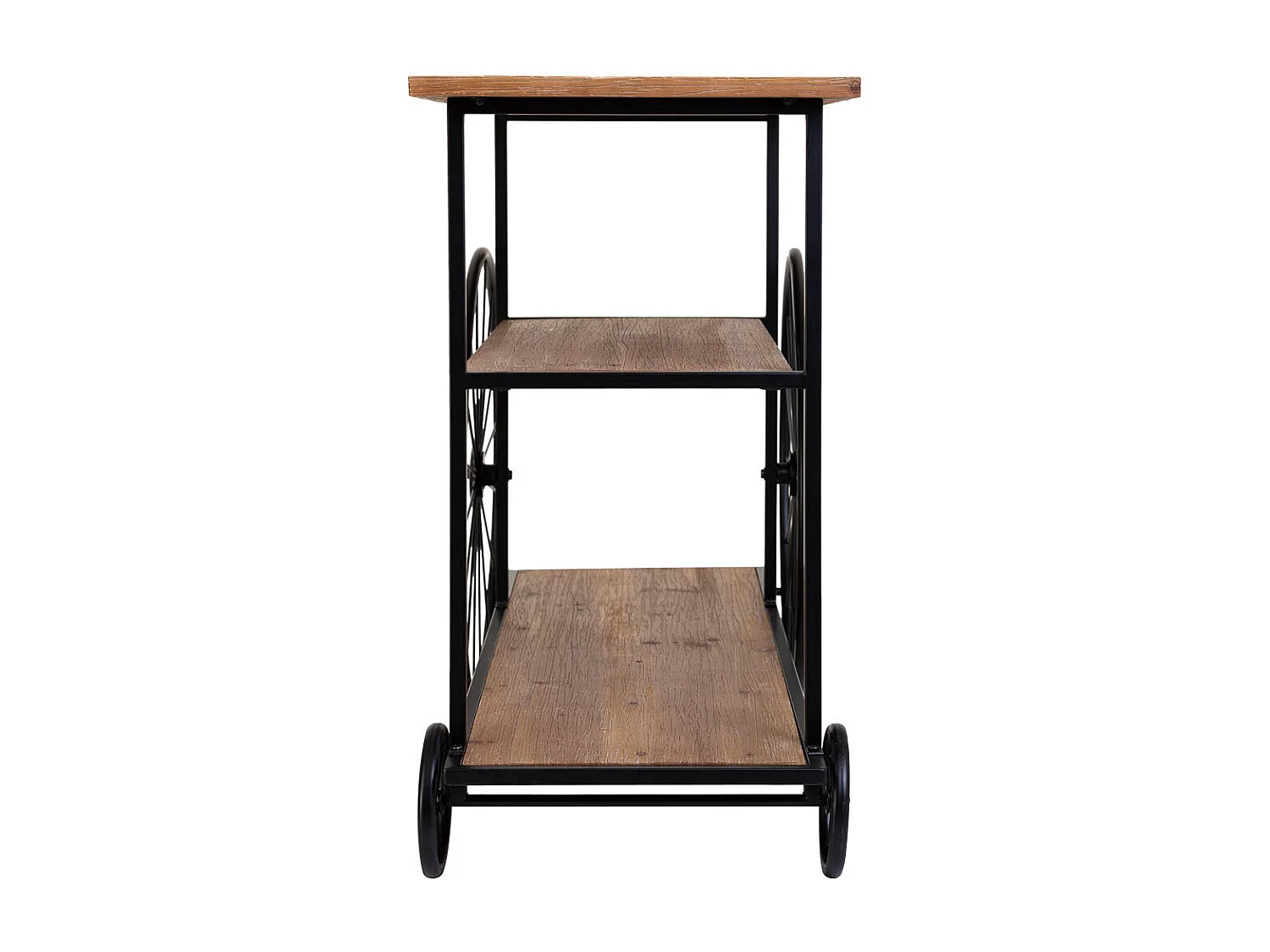 Console en bois et métal laqué noir avec 2 étagères 120x42x78h cm