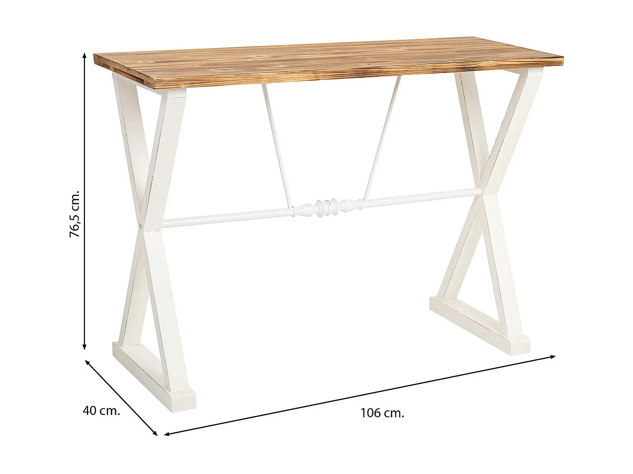 Recibidor de madera y metal lacado 106x40x76,5h cm - Blanco