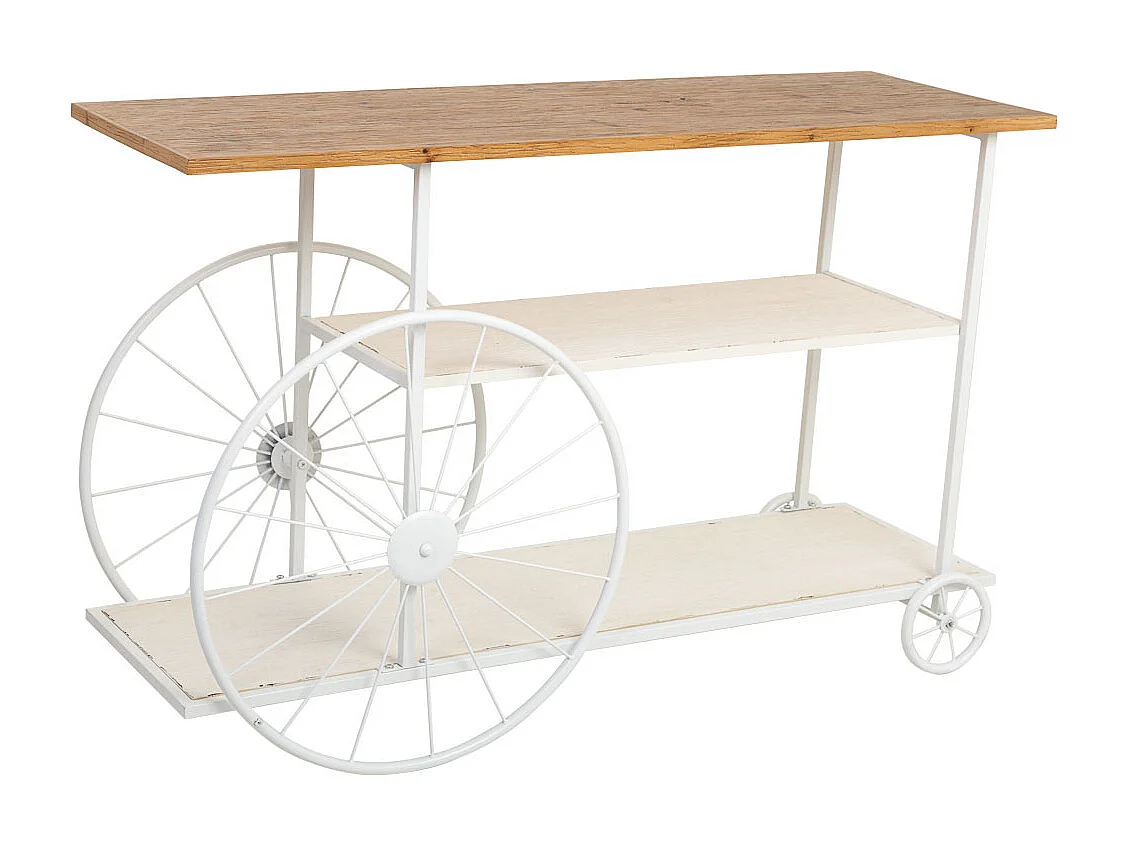 Eingangsmöbel aus Holz und Metall, weiß, 120x42x78h cm