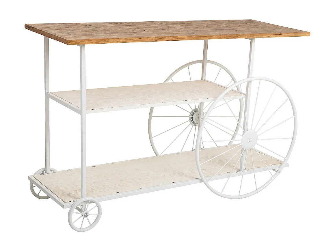 Eingangsmöbel aus Holz und Metall, weiß, 120x42x78h cm