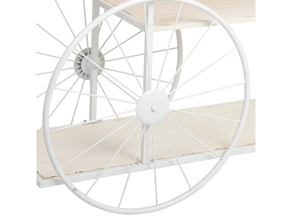 Console en bois et métal laqué blanc avec 2 étagères 120x42x78h cm