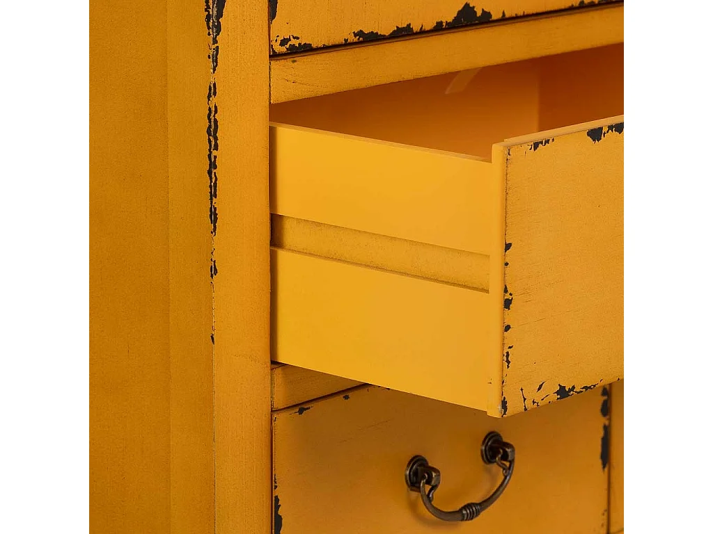 Armario de madera envejecido amarillo 96x40x150h cm