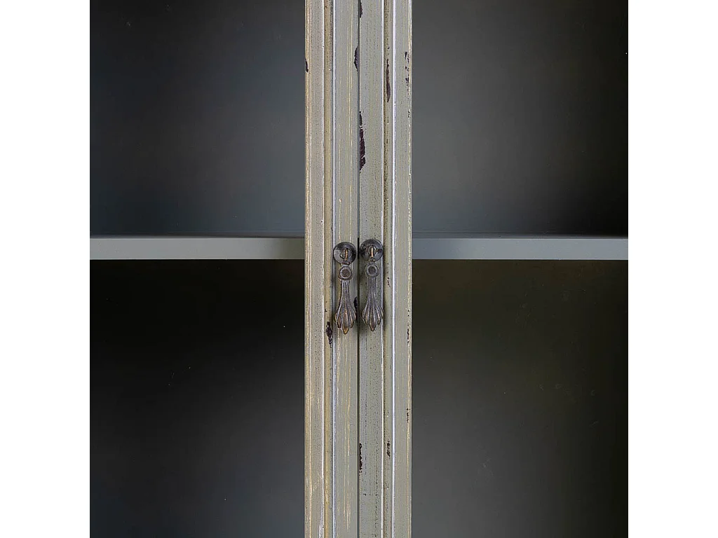 Vitrina de madera con un cajón gris 80x42x120h cm