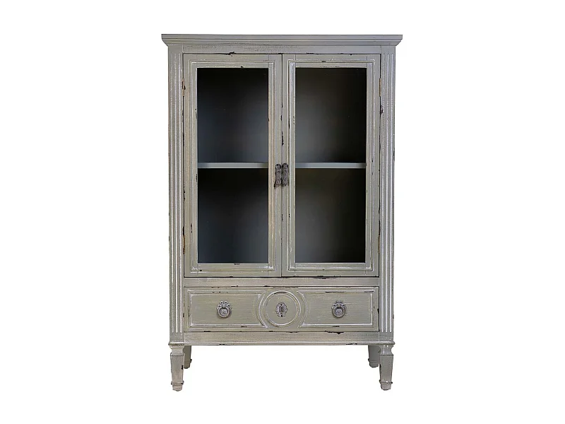 Vetrina in legno con un cassetto grigio 80x42x120h cm