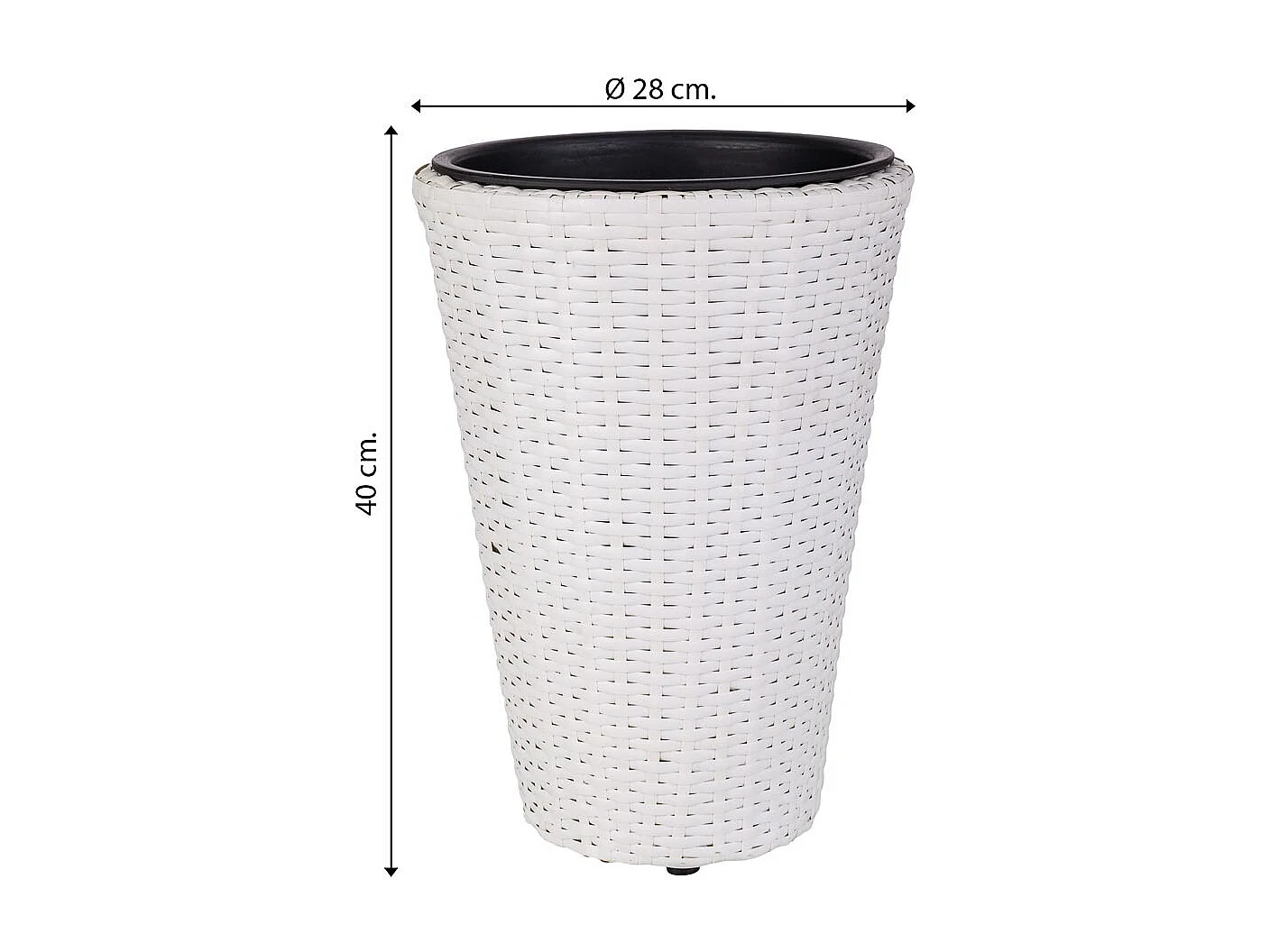 Vaso de flores em polirattan branco d28x40