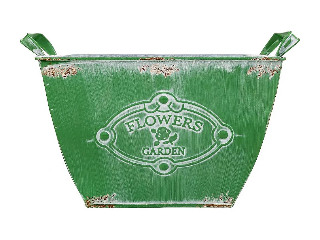 Macetero de metal verde 29.5/24x24x16.5/19 b:15.5x15.5