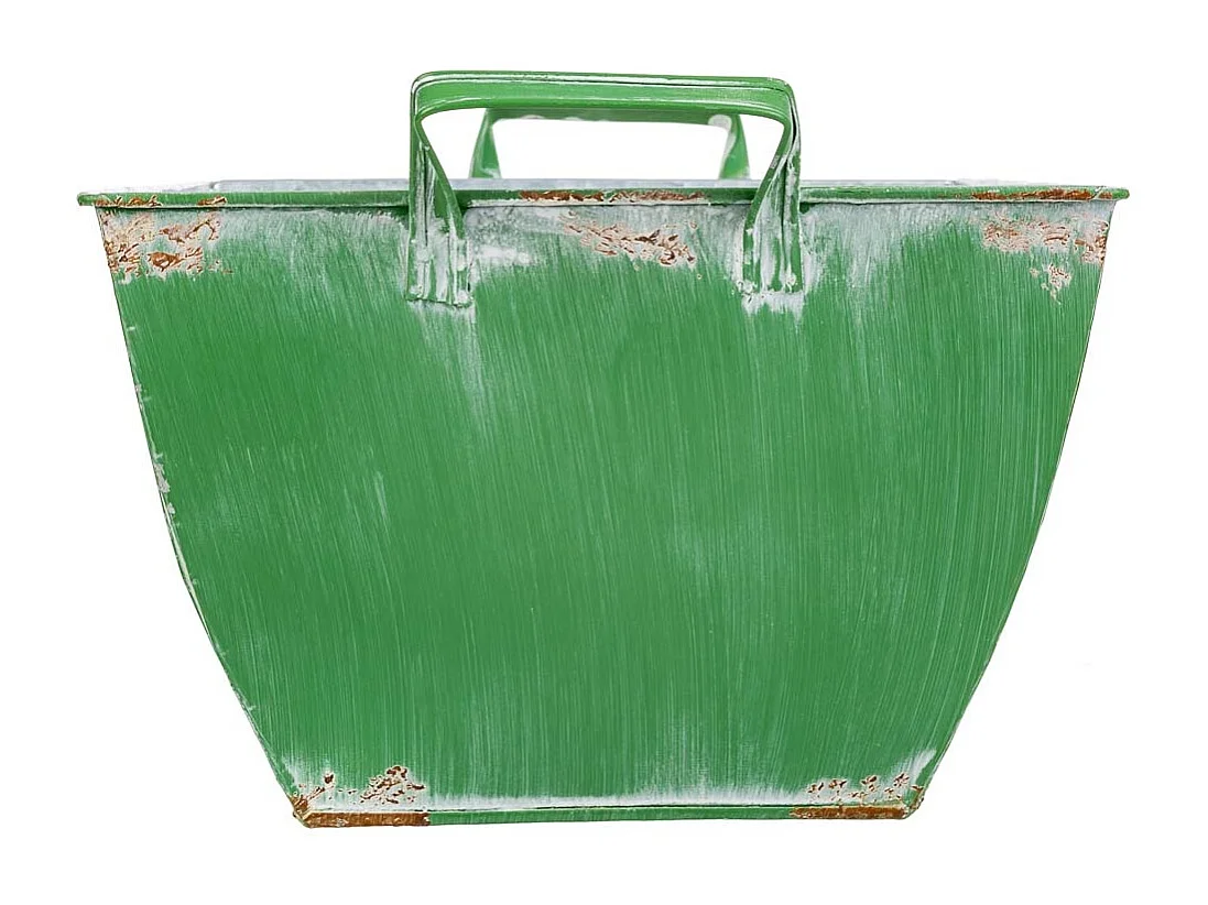 Macetero de metal verde 29.5/24x24x16.5/19 b:15.5x15.5