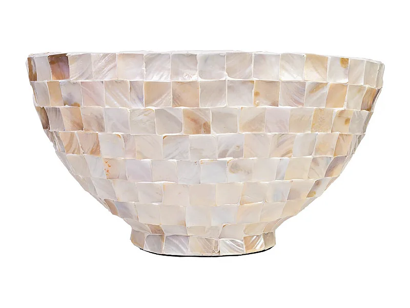 Jardinière en bois et nacre beige 62x29x33h cm