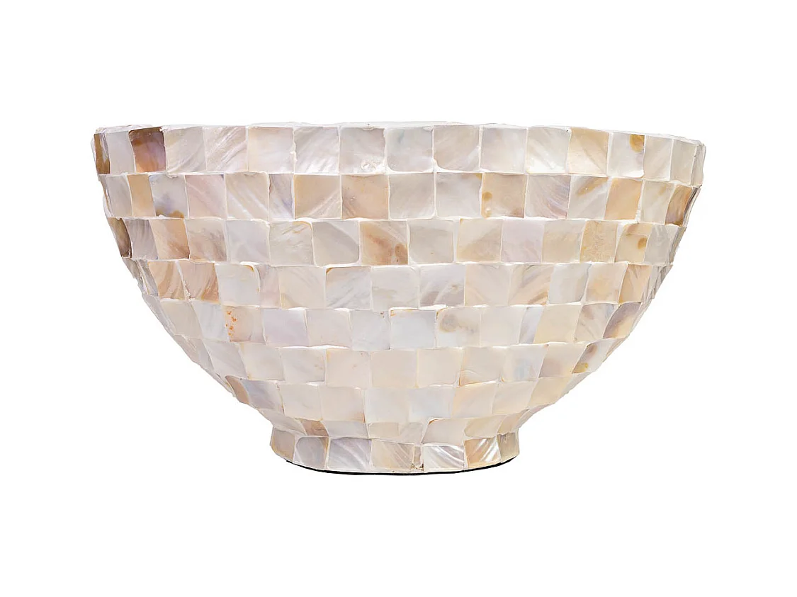Jardinière en bois et nacre beige 62x29x33h cm