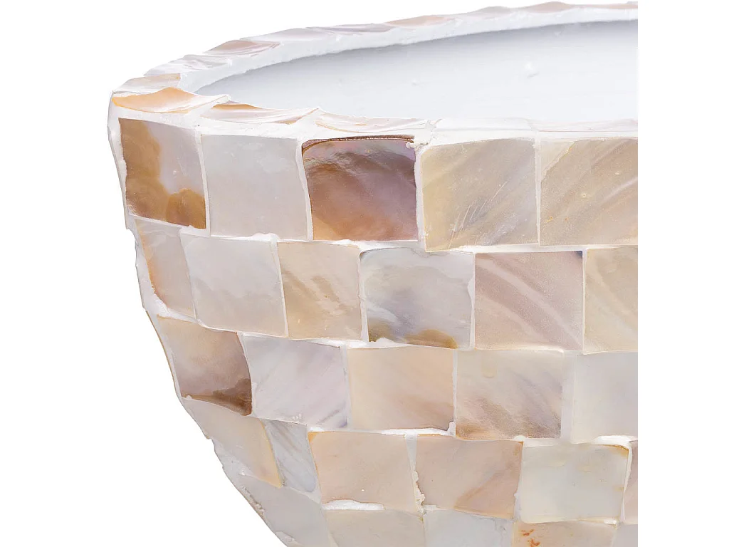Jardinière en bois et nacre beige 62x29x33h cm