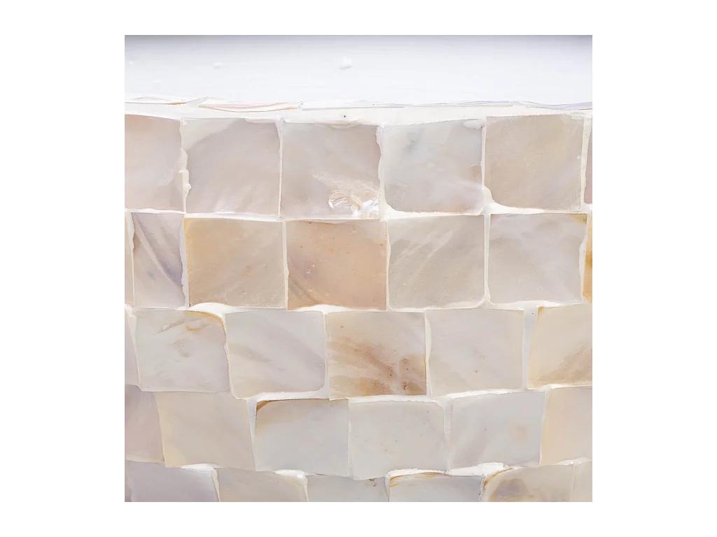 Jardinière en bois et nacre beige 62x29x33h cm