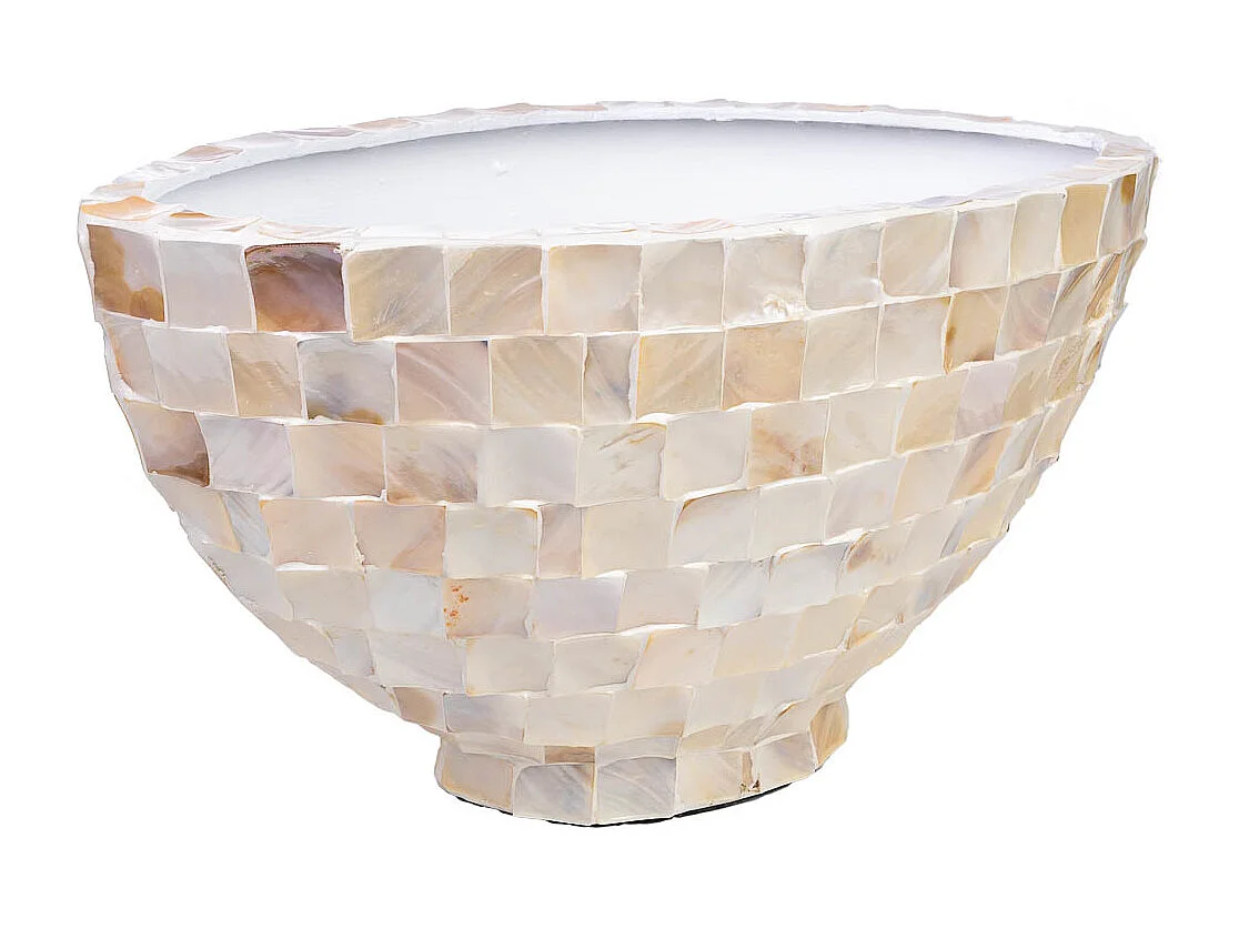Pflanzkübel aus Holz und Perlmutt in Beige 62x29x33h cm