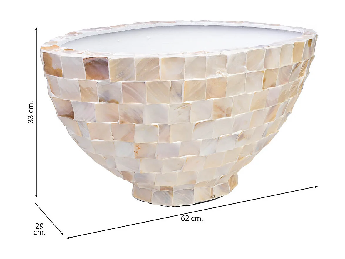Pflanzkübel aus Holz und Perlmutt in Beige 62x29x33h cm