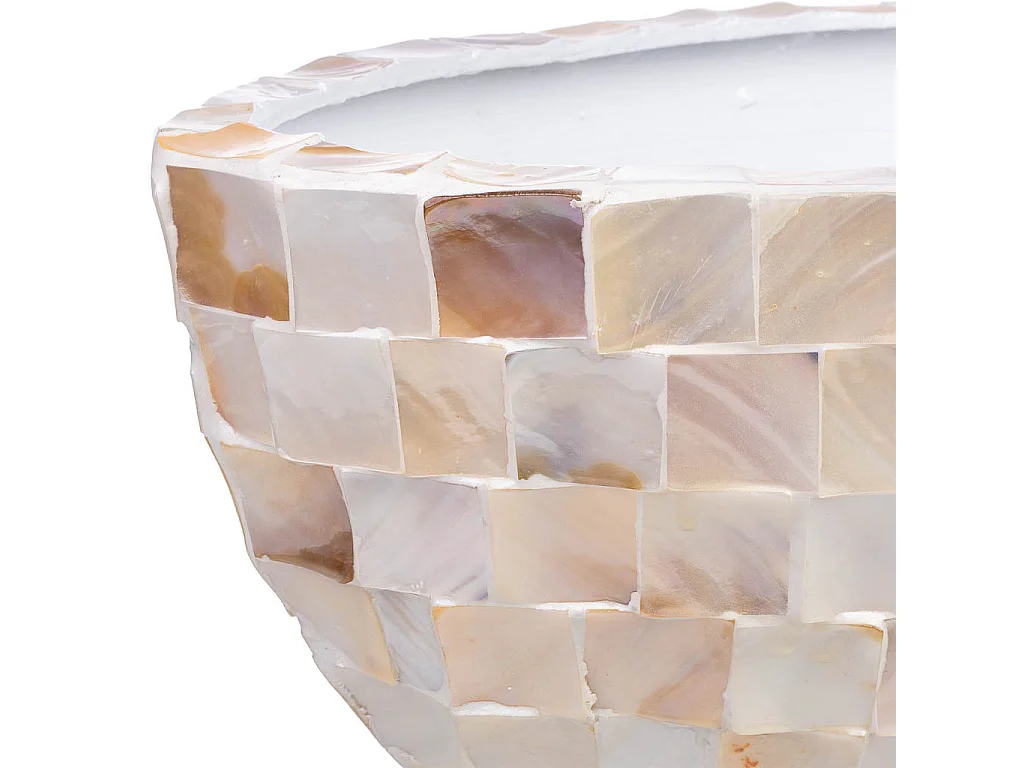 Pflanzkübel aus Holz und Perlmutt in Beige 62x29x33h cm