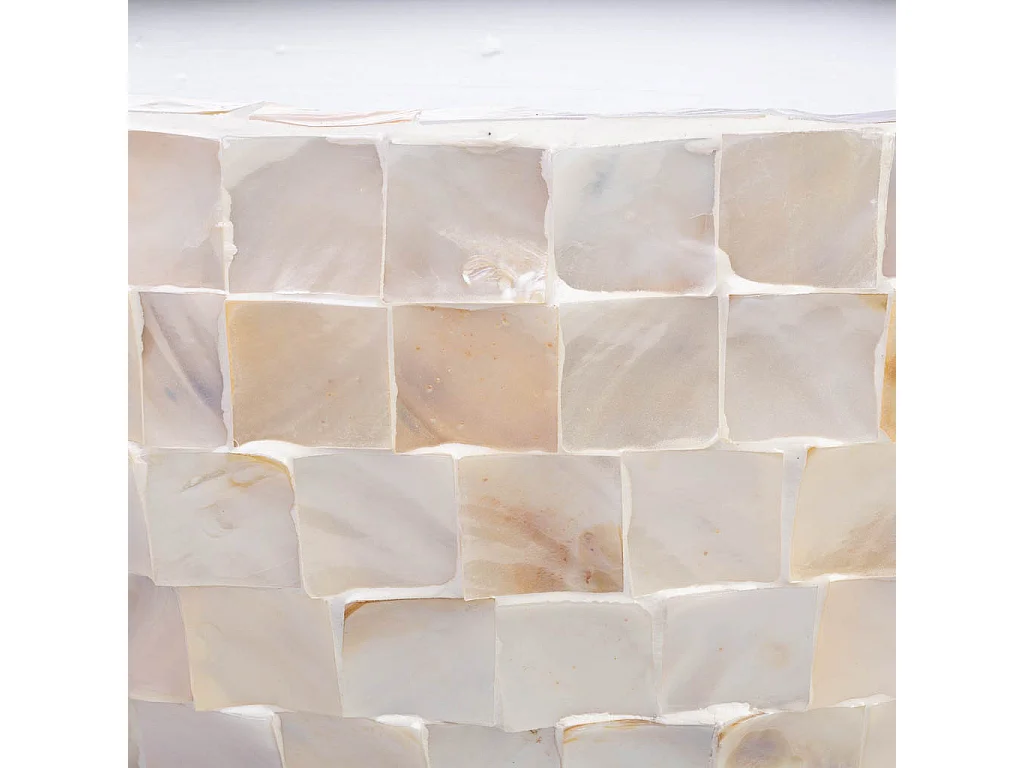 Pflanzkübel aus Holz und Perlmutt in Beige 62x29x33h cm