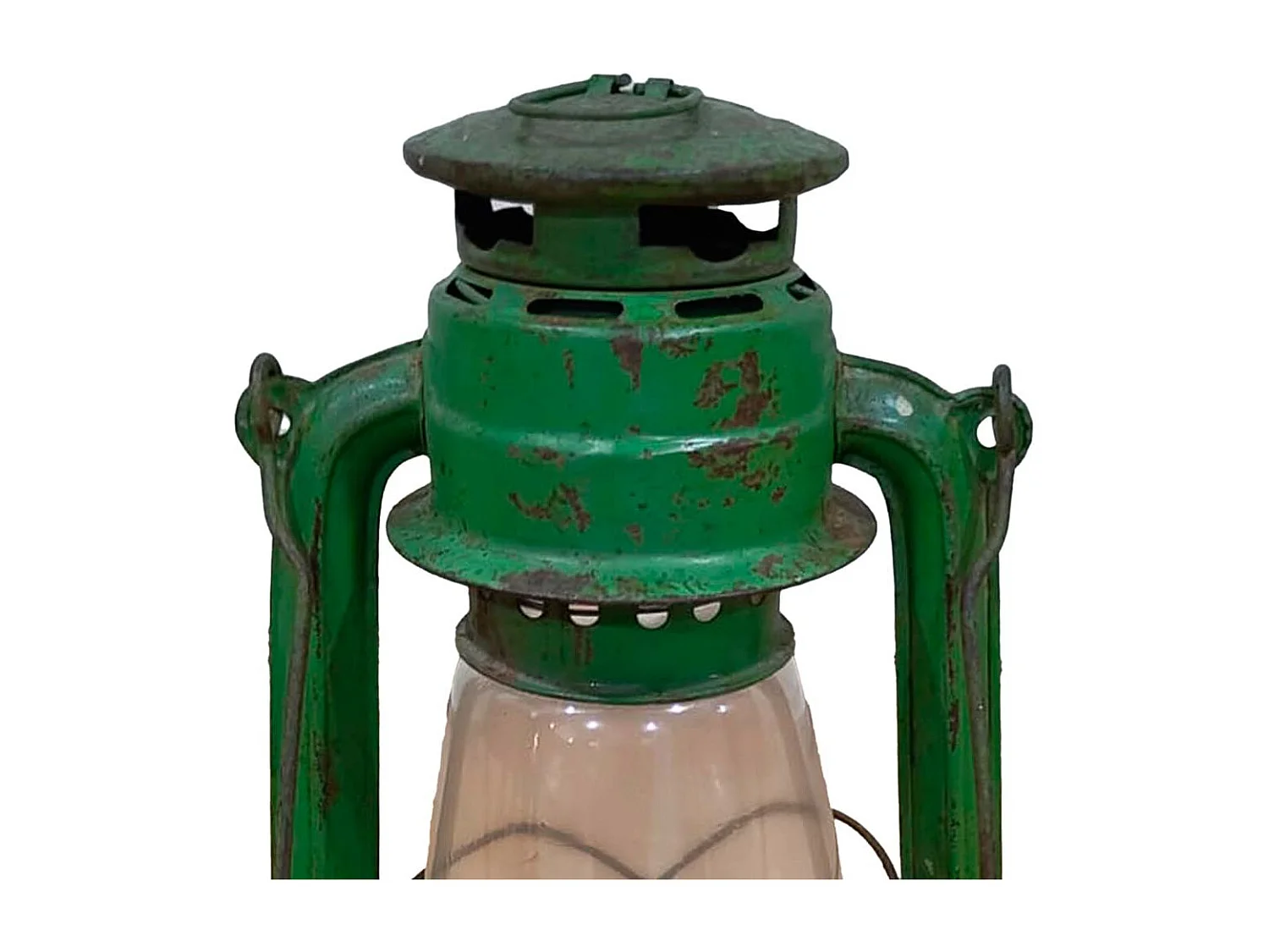 Farol de metal artesanal verde 18x18x32