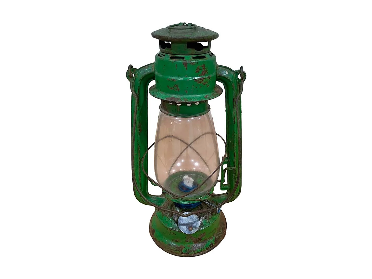 Farol de metal artesanal verde 18x18x32
