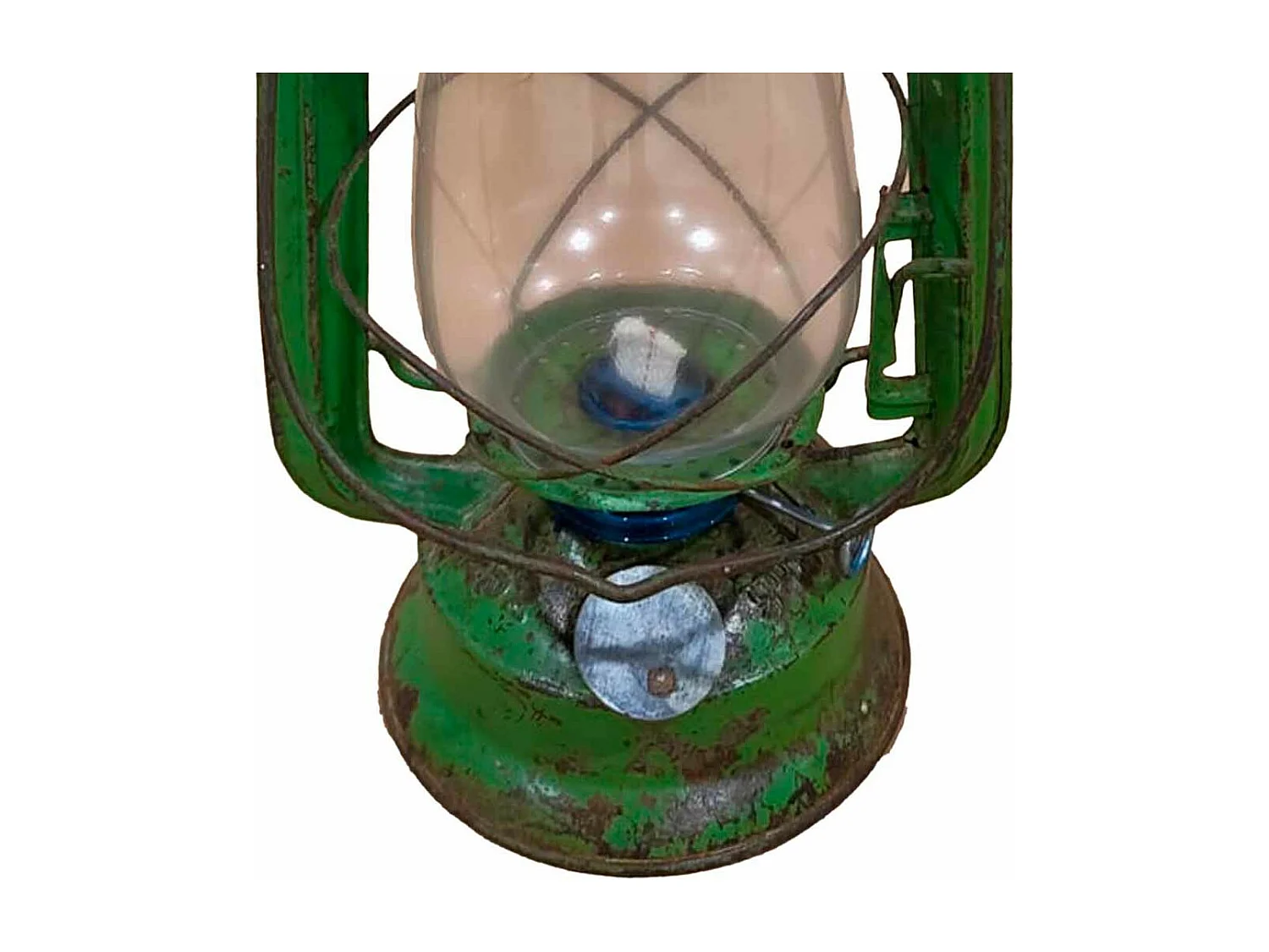 Farol de metal artesanal verde 18x18x32