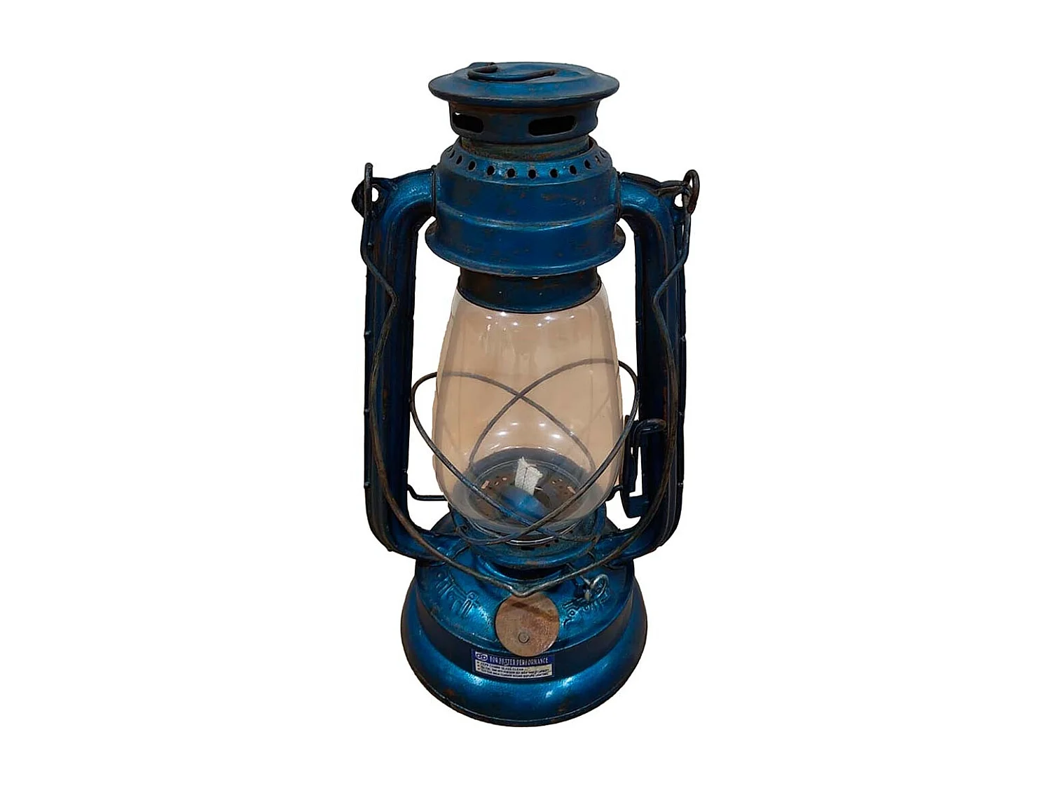 Lanterna de metal azul artesanal 18x18x32