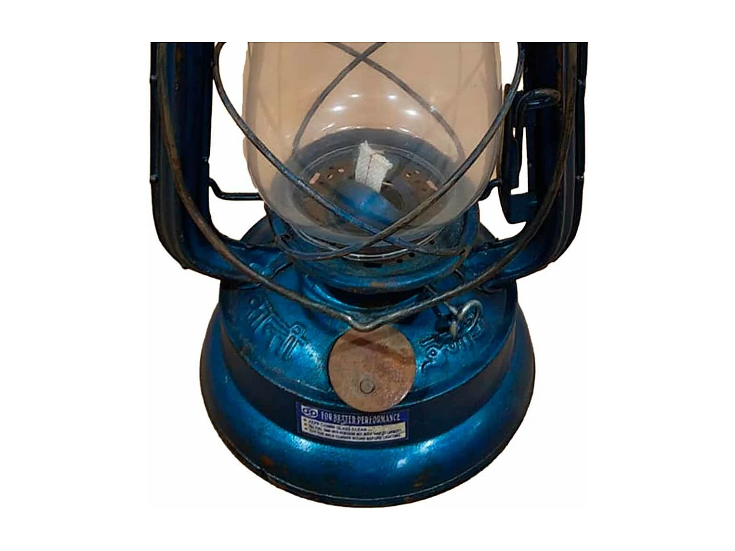 Farol de metal artesanal azul 18x18x32