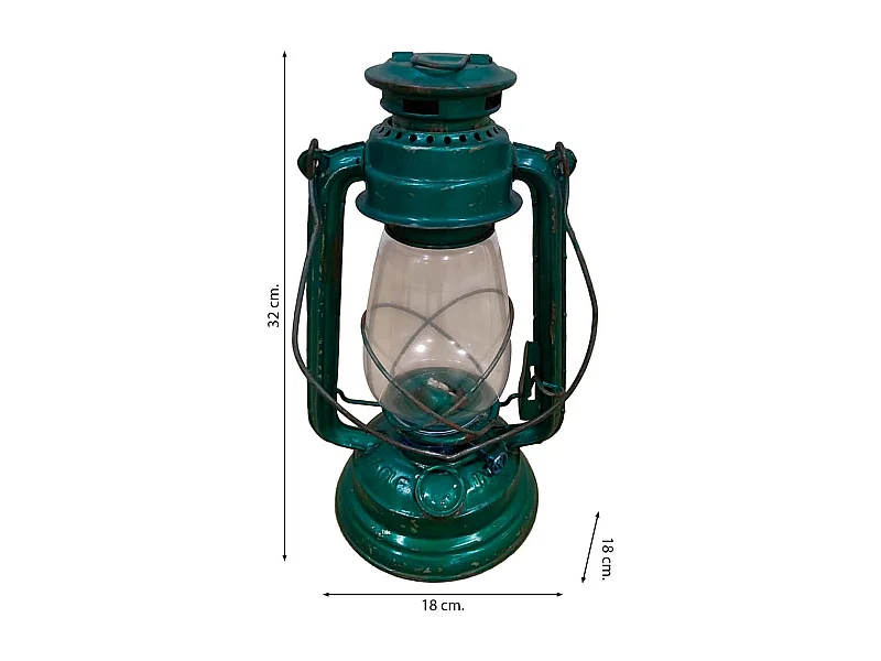 Lanterne artisanale en métal bleu 18x18x32