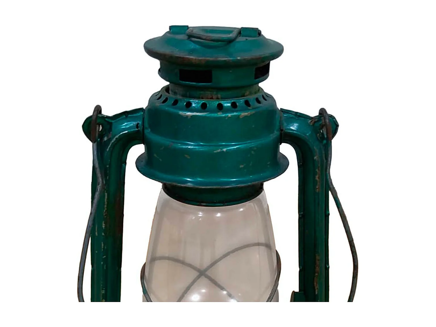 Lanterna de metal azul artesanal 18x18x32 cm