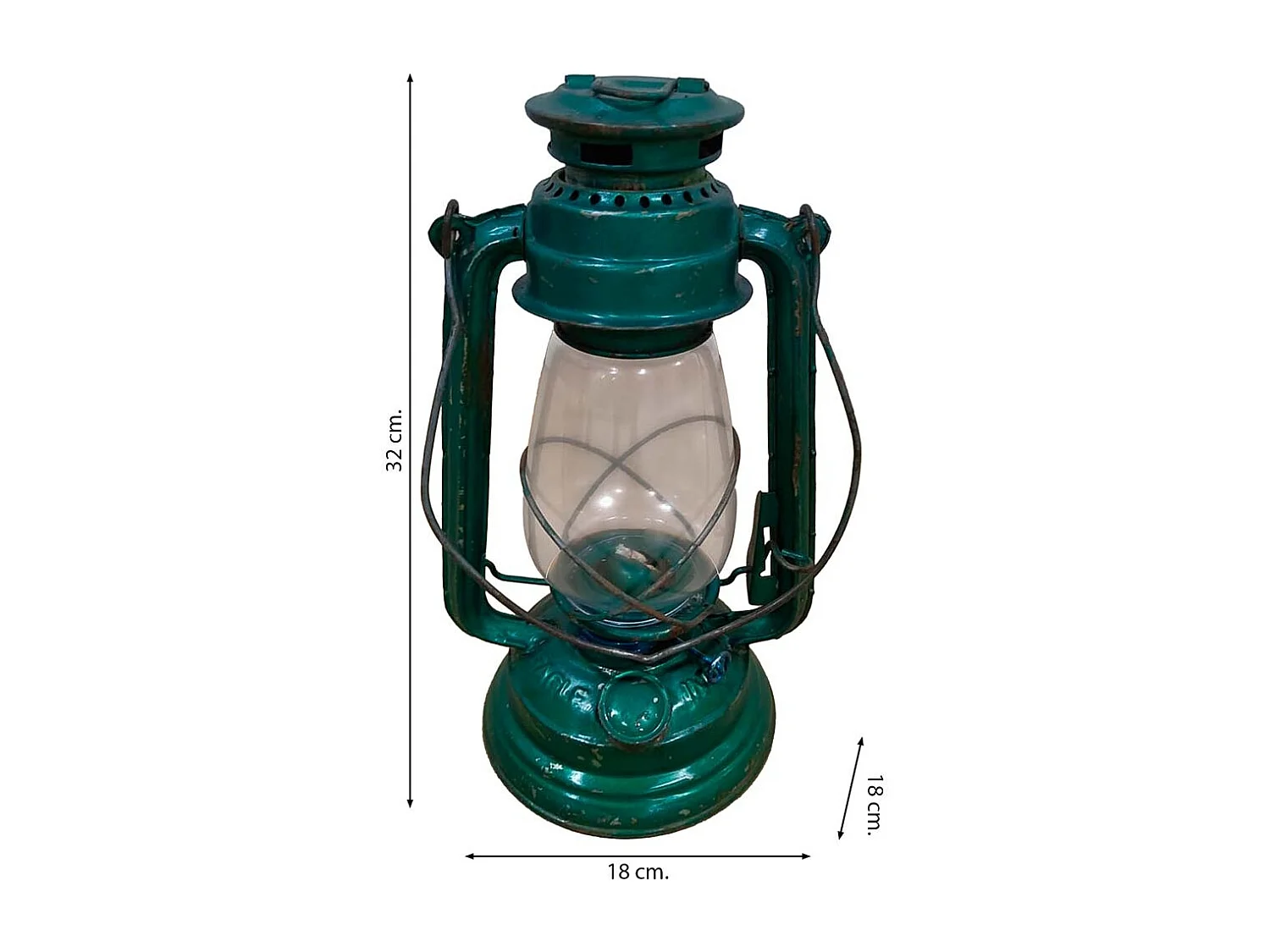 Blaue handgefertigte Metalllaterne 18x18x32