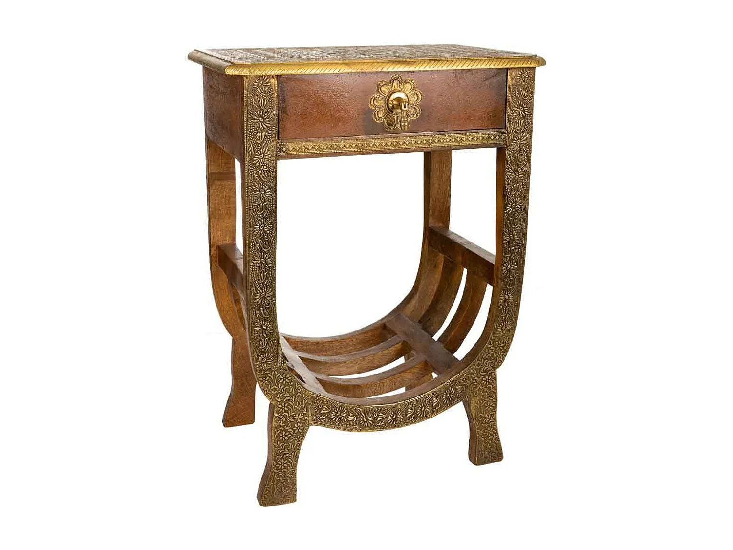 Nachttisch aus handgefertigtem Holz mit 1 Schublade 45x30x60h cm