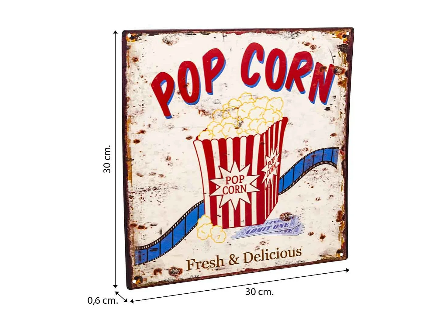 Placa de de metal blanca 30x30x0,6