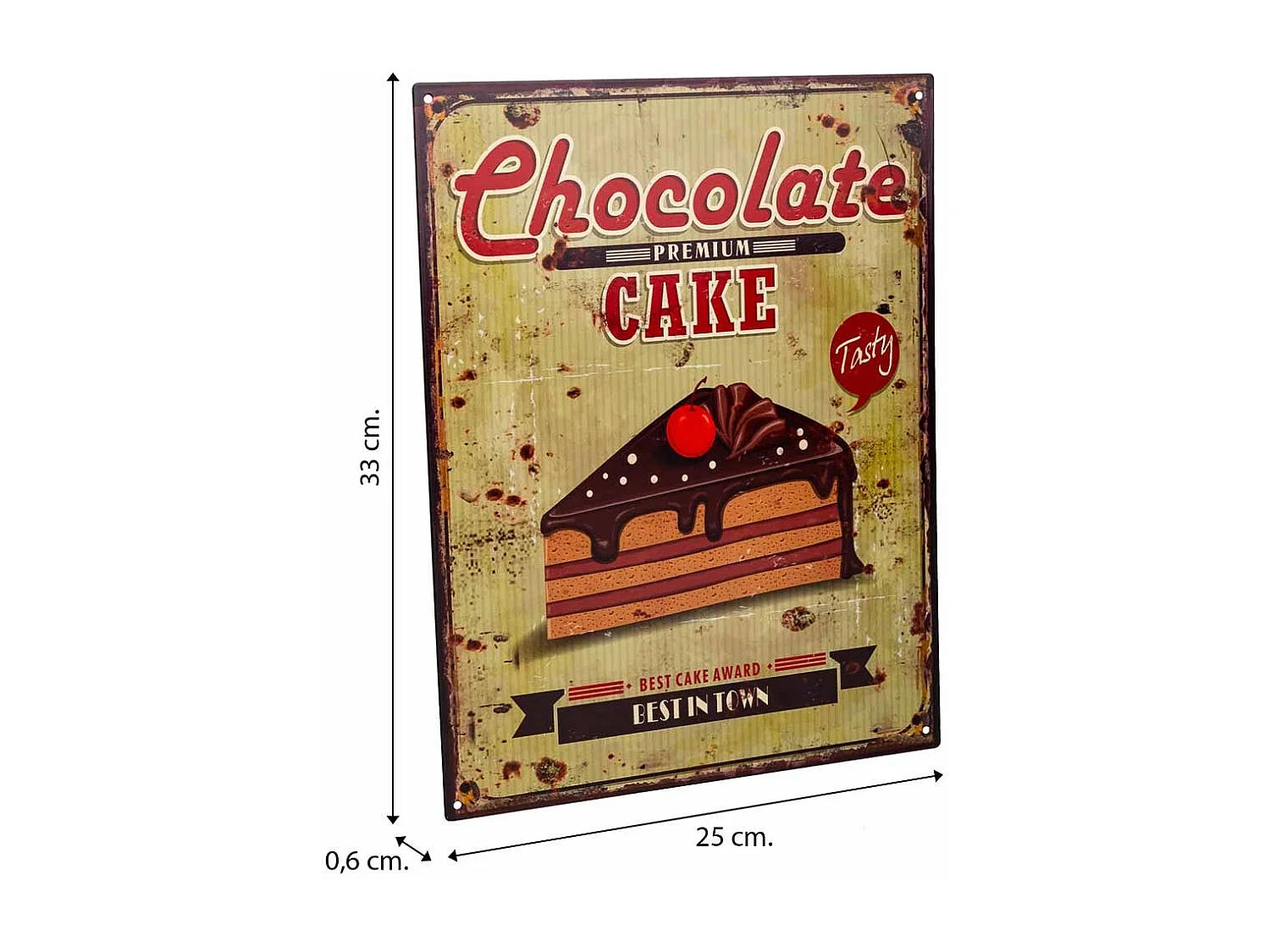 Placa de de metal amarilla 25x33x0,6