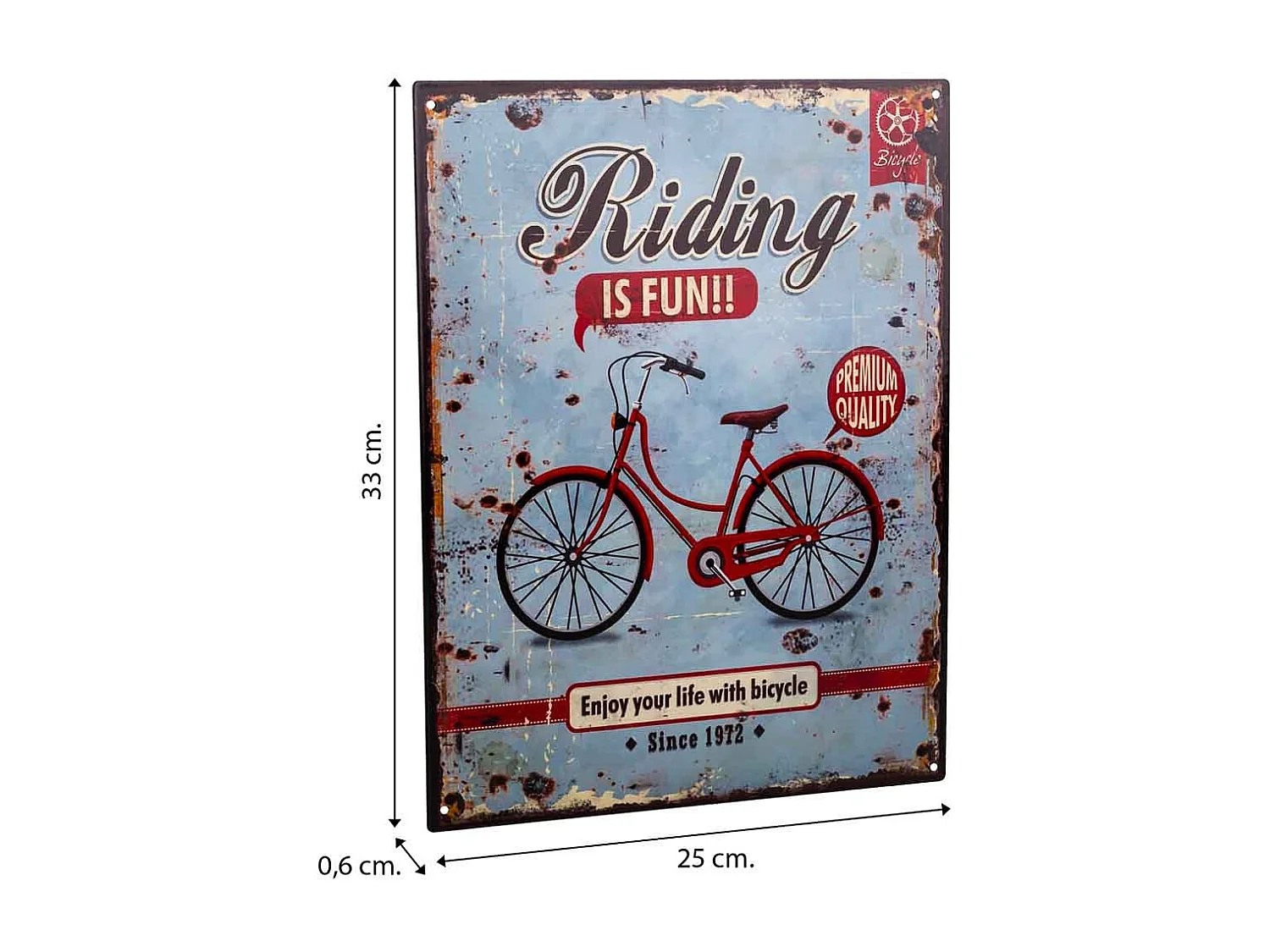 Blaue Metallplatte 25x33x0,6h cm