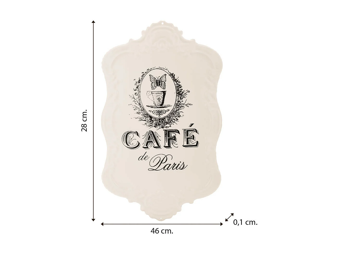 Placa decorativa metálica 46x28x1