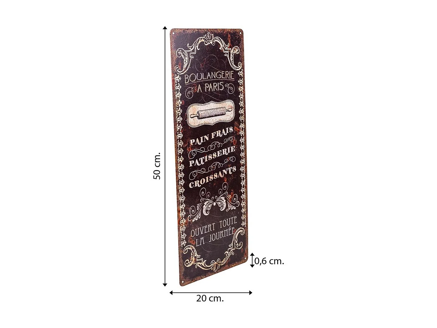 Placa de de metal marrón 20x50x0,6