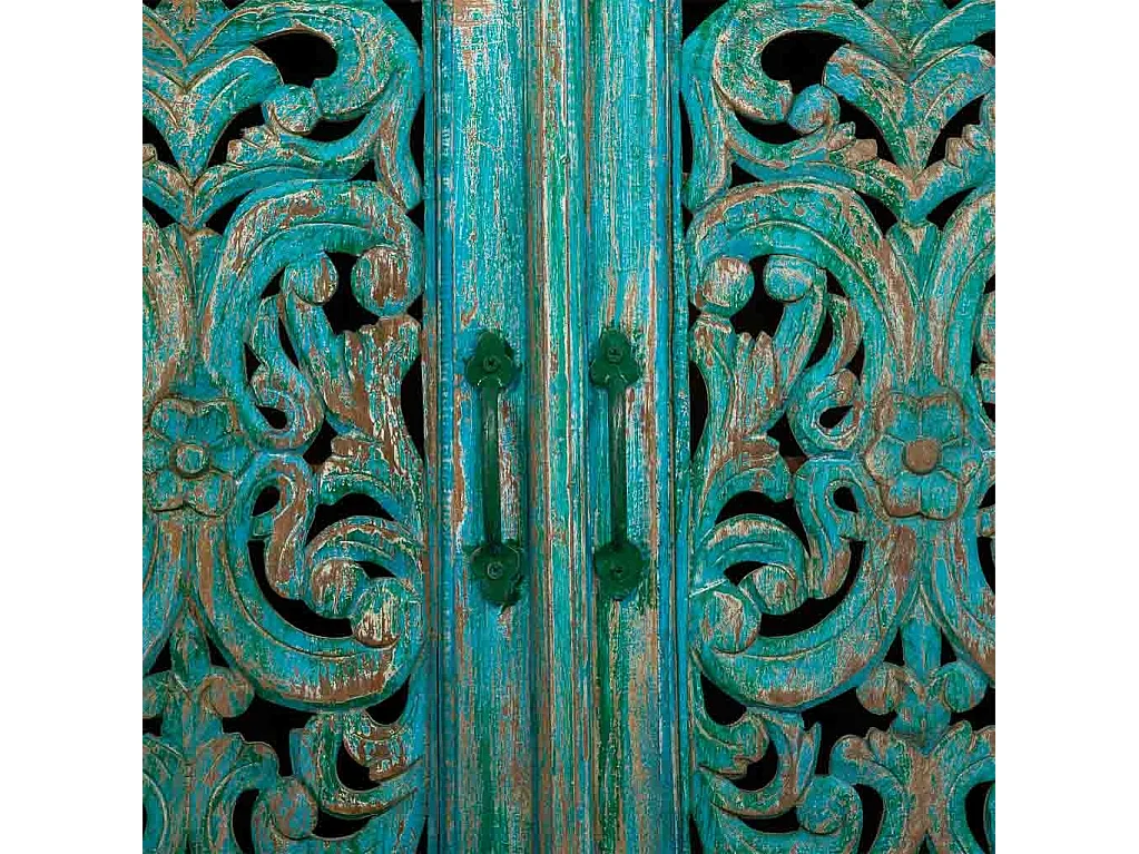 Bücherregal aus blauem Holz 91x42x180