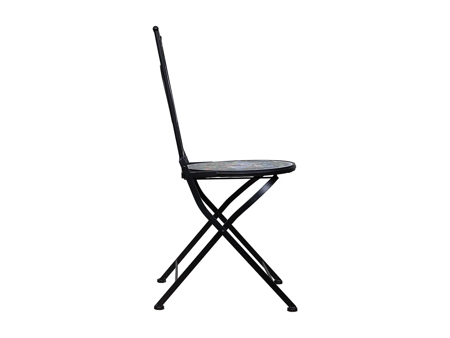 Duas cadeiras de ferro e mosaico pretas 38x38x90