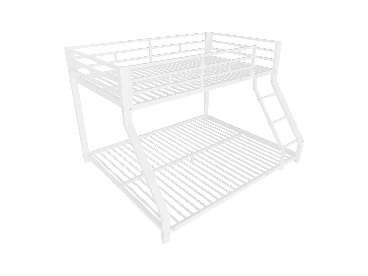 Lit superposé 90x200 + 140x200 cm - avec barrières - avec échelle de sécurité - métal - blanc (sans matelas)