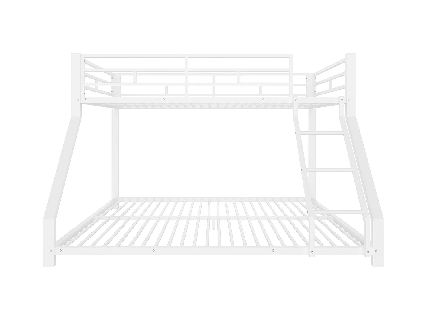 Lit superposé 90x200 + 140x200 cm - avec barrières - avec échelle de sécurité - métal - blanc (sans matelas)