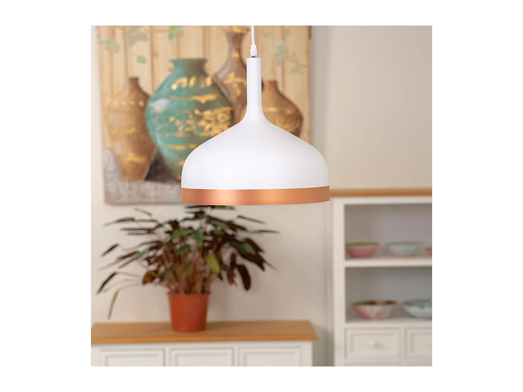 Lustre en métal blanc 30x30x35h