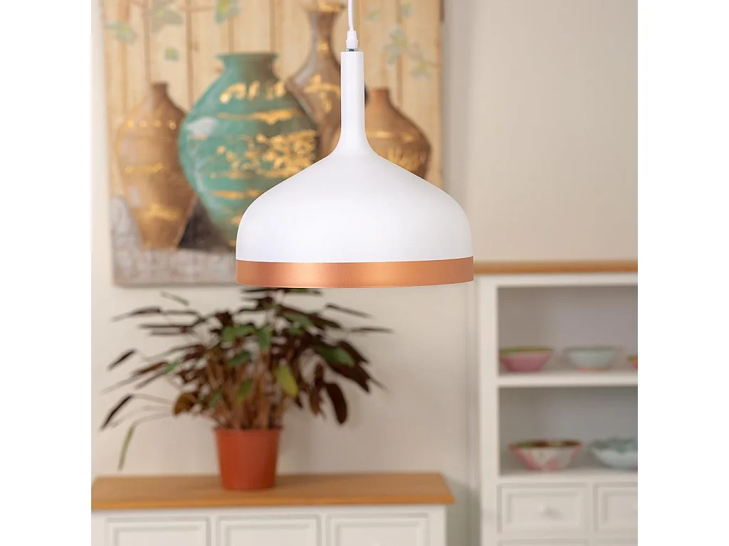 Candeeiro de teto em metal branco 30x30x35