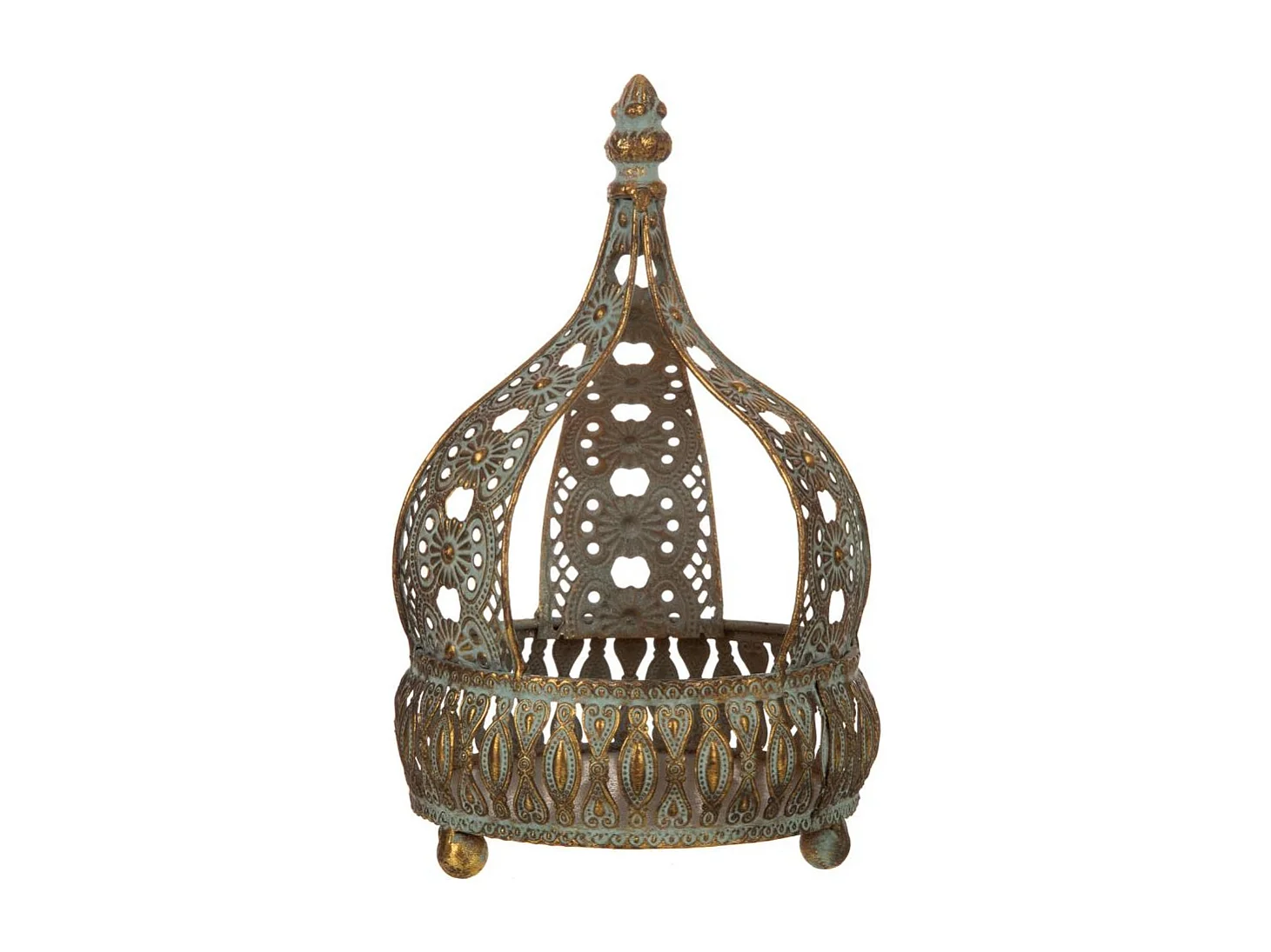 Castiçal em metal dourado 15x15x23,5