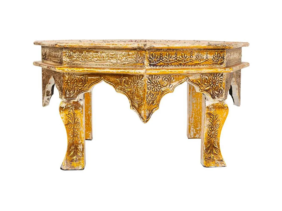 Table basse en bois peint finition artisanale 40x40x22h cm