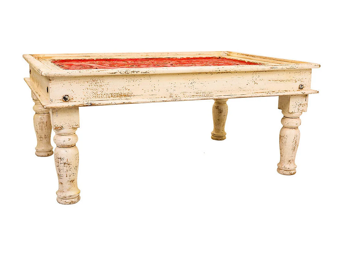 Tavolino da caffè in legno finitura artigianale 110x78x48h cm