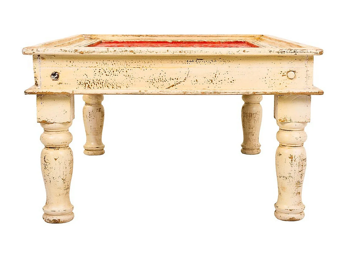 Tavolino da caffè in legno finitura artigianale 110x78x48h cm