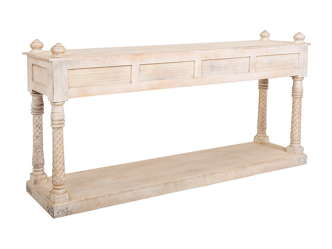 Recibidor de madera acabado artesanal 196x46x97h cm