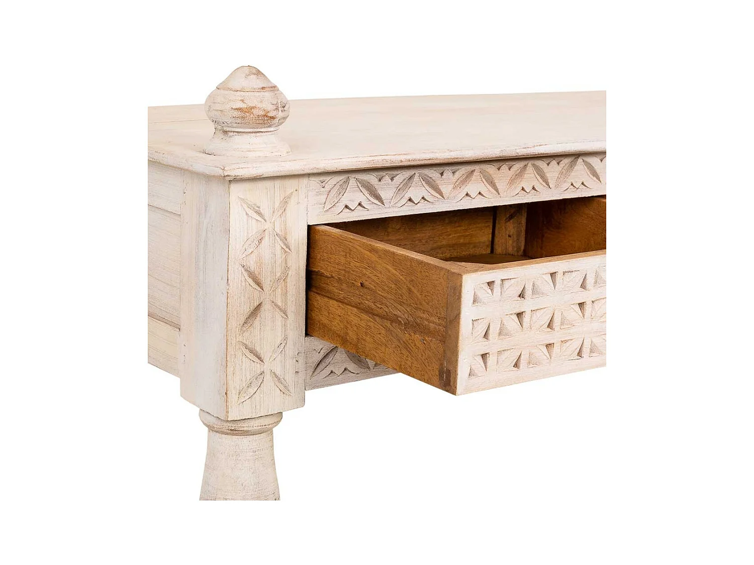 Recibidor de madera acabado artesanal 196x46x97h cm