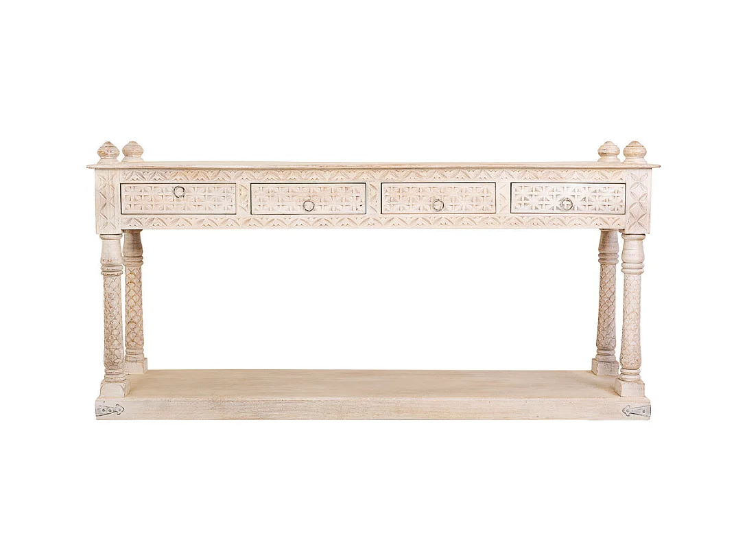 Console en bois finition artisanale 196x46x97h cm